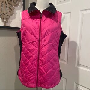 Columbia Women's Vest X-Large Pink And Black Lightweight Quilted Full Zip Pocket